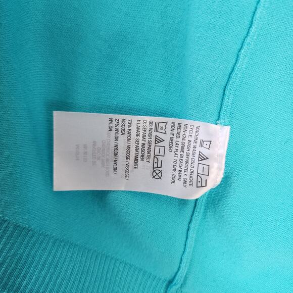 Belle Kim Gravel Cardigan Sweater Womens 2X Teal Blue Pockets Long Length Duster - Picture 4 of 6